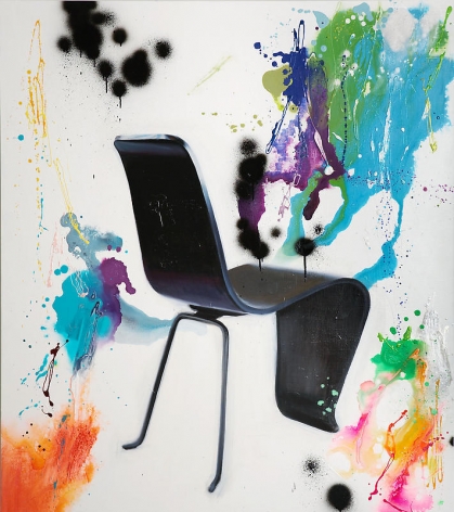 Noori Lee. Chair 1, 2008. Oil and acrylic, gouache, enamel, black spray on aluminum, 134 x 120cm.