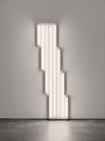 Dan Flavin. &quot;monument&quot; for V. Tatlin, 1968.&nbsp;Cool white fluorescent light, 8 ft. (244 cm) high. &copy; 2018 Estate of Dan Flavin / Artists Rights Society (ARS), New York. Courtesy David Zwirner and PKM Gallery.