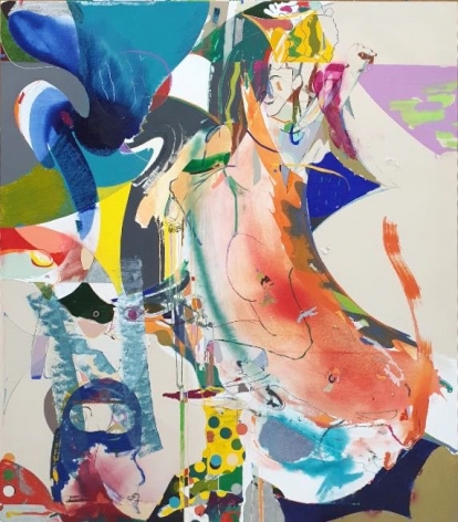 Young Do Jeong.&nbsp;Mud play in my place,&nbsp;2020,&nbsp;Acrylic, spray paint, charcoal, graphite, and color pencil on canvas,&nbsp;208 x 185 cm. Courtesy of the artist &amp;amp; PKM Gallery.