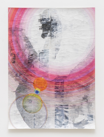 Gabriel Vormstein.&nbsp;Swansong III, 2021 Pencil, watercolor, UV-print on newspaper,&nbsp;156.5 x 111 cm.&nbsp;Courtesy of the artist, Meyer Riegger, Berlin/Karlsruhe, and PKM Gallery, Seoul.