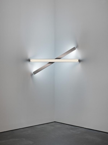 Dan Flavin. untitled (to Cy Twombly) 2, 1972.&nbsp;Cool white and daylight fluorescent light, 4 ft. (122 cm) square across a corner, &copy; 2018 Estate of Dan Flavin / Artists Rights Society (ARS), New York. Courtesy David Zwirner and PKM Gallery.