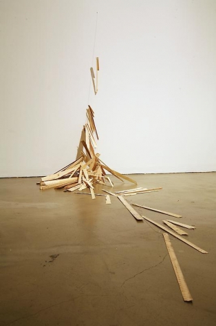 Bae Young-whan. Stranding, 2008.&nbsp;Drawing on wood chips and shavings, thread, approx, 380 x 80 cm.&nbsp;Courtesy of the artist &amp;amp; PKM Gallery.