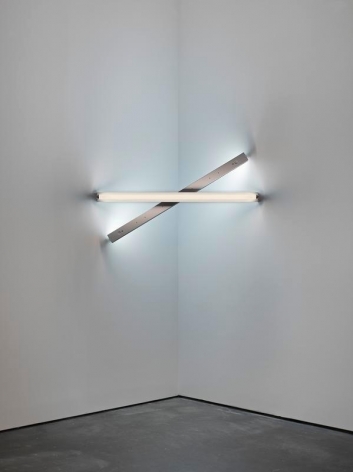 Dan Flavin. untitled (to Cy Twombly) 2, 1972.&nbsp;Cool white and daylight fluorescent light, 4 ft. (122 cm) square across a corner.&nbsp;&copy; 2018 Estate of Dan Flavin / Artists Rights Society (ARS), New York. Courtesy David Zwirner and PKM Gallery.