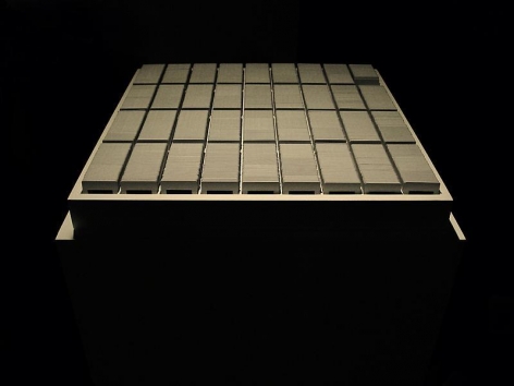 Katie Paterson. History of Darkness, 2010. 2200 handwritten slides (to date) in special white wooden box with lid, 55 x 55 x 4.5 cm.&nbsp;Courtesy of the artist &amp;amp; PKM Gallery.