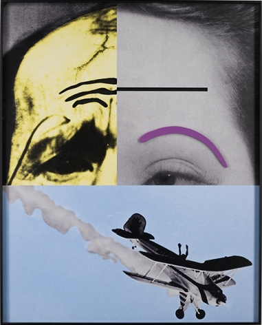 John Baldessari. Raised Eyebrows/ Furrowed Foreheads: Airplane Falling, 2008. Three dimensional archival print laminated with lexan and mounted on Sintra with acrylic paint, 183.5 x 147.6 x 10.1 cm. Courtesy Marian Goodman Gallery, New York.
