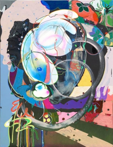 Young Do Jeong. Listen, 2015-2016. Acrylic, spray paint, color pencil, conte, and marker on canvas, 145.5 x 112 cm. Courtesy of the Artist &amp;amp; PKM Gallery.