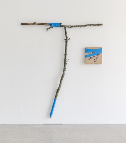 Gabriel Vormstein.&nbsp;T.o., 2021,&nbsp;Branches, screws, tape, pizzabox,&nbsp;196 x 166 x 9 cm.&nbsp;Courtesy of the artist, Meyer Riegger, Berlin/Karlsruhe, and PKM Gallery, Seoul.