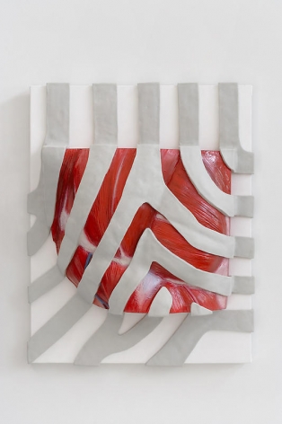 Michael Joo. P.C.study, 2007. Hand-built plastic on canvas with cast epoxy and enamel paint, 62.3 x 47 x 4.5 cm.