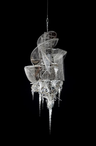 Lee Bul. Sternbau No. 29, 2010. Crystal, glass and acrylic beads on steel and bronze chains, stainless-steel and aluminum armature, 180 x 91 x 74 cm.