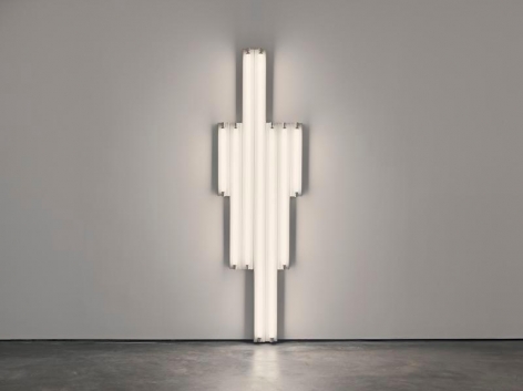Dan Flavin. &quot;monument&quot; for V. Tatlin, 1964.&nbsp;Cool white fluorescent light, 8 ft. (244 cm) high.&nbsp;&copy; 2018 Estate of Dan Flavin / Artists Rights Society (ARS), New York. Courtesy David Zwirner and PKM Gallery.