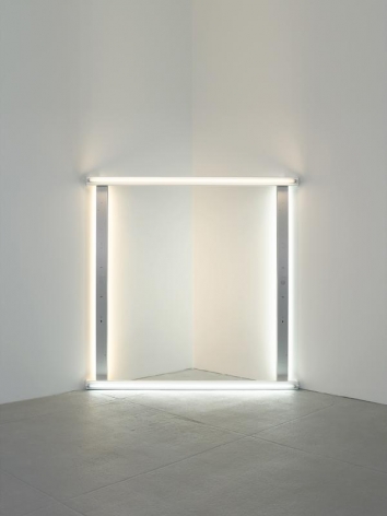 Dan Flavin. untitled (to dear, durable Sol from Stephen, Sonja and Dan) two, 1969.&nbsp;Daylight and cool white fluorescent light, 8 ft. (244 cm) square across a corner, &copy; 2018 Estate of Dan Flavin / Artists Rights Society (ARS), New York. Courtesy David Zwirner and PKM Gallery.