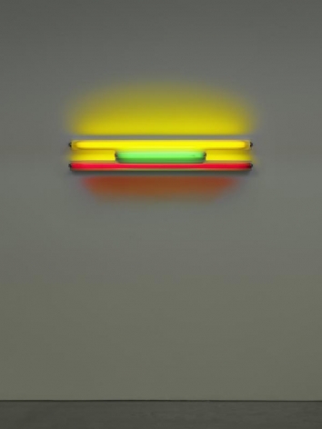 Dan Flavin. untitled, 1995.&nbsp;Yellow, green, and red fluorescent light, 4 ft. (122 cm) wide, &copy; 2018 Estate of Dan Flavin / Artists Rights Society (ARS), New York. Courtesy David Zwirner and PKM Gallery.