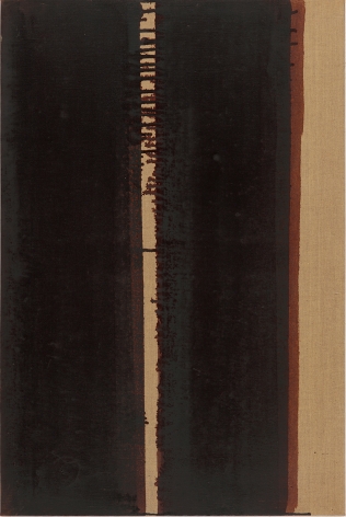 Yun Hyong-keun, 𝘉𝘶𝘳𝘯𝘵 𝘜𝘮𝘣𝘦𝘳 &amp;amp; 𝘜𝘭𝘵𝘳𝘢𝘮𝘢𝘳𝘪𝘯𝘦, 1991, Oil on linen, 90.8 x 61 cm.&nbsp;Courtesy of the Artist &amp;amp; PKM Gallery.
