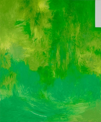 Hyunjin Bek. Green Field, 2015. Oil, colored pencil on canvas, 180 x 150 cm. Courtesy of the Artist &amp;amp; PKM Gallery.